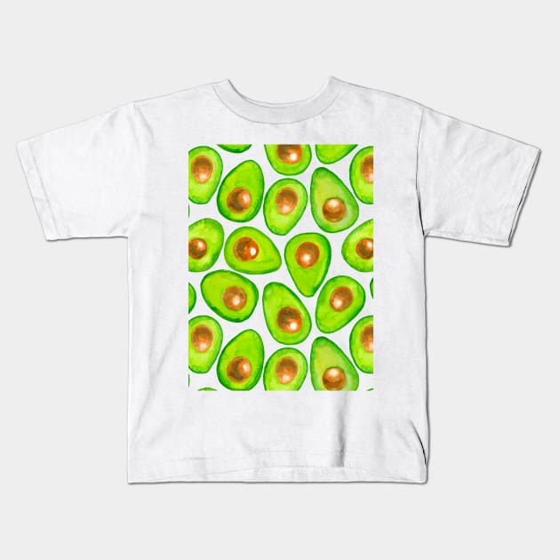 Avocado slices watercolor Kids T-Shirt by katerinamk